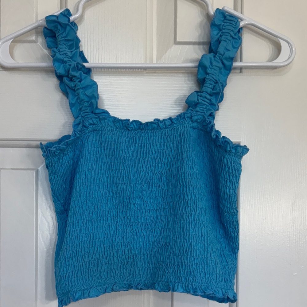 Blue Ruffled Women's Top